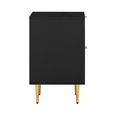 Zara Bedside Table - 2 Drawer - Fluted - Black - Gold Legs