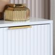 Zara Bedside Table - 2 Drawer - Fluted - White - Gold Legs
