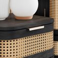 Noah Curved Bedside Table - 1 Drawer - Black and Rattan