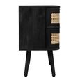 Noah Curved Bedside Table - 2 Drawer - Black and Rattan