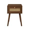 Croxley Bedside Table - 1 Drawer - Walnut and Rattan