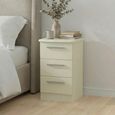 Knightsbridge Bedside Cabinet - 3 Drawer - Cream Gloss