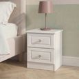 Crystal Bedside Cabinet - 2 Drawer - White