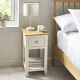 Somerset Compact Bedside Table - 1 Drawer - Truffle Grey and Oak