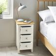 Somerset Compact Bedside Table - 3 Drawer - White and Oak
