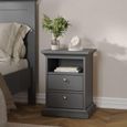 Paris Bedside Cabinet - 2 Drawer - Grey