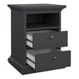 Paris Bedside Cabinet - 2 Drawer - Grey
