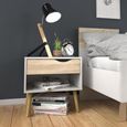 Oslo Bedside Table - 1 Drawer - White and Oak