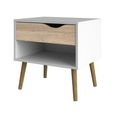 Oslo Bedside Table - 1 Drawer - White and Oak