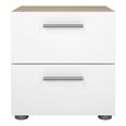 Pepe Bedside Cabinet - 2 Drawer - Oak and White Gloss