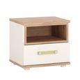 4Kids Bedside Cabinet - 1 Drawer - Lemon Handle - White and Oak