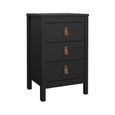 Barcelona Bedside Table - 3 Drawer - Matt Black