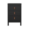 Barcelona Bedside Table - 3 Drawer - Matt Black