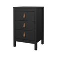 Barcelona Bedside Table - 3 Drawer - Matt Black