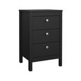 Madrid Bedside Table - 3 Drawer - Matt Black