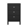 Madrid Bedside Table - 3 Drawer - Matt Black