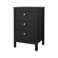 Madrid Bedside Table - 3 Drawer - Matt Black