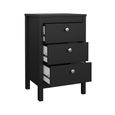 Madrid Bedside Table - 3 Drawer - Matt Black