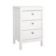 Madrid Bedside Table - 3 Drawer - White