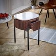Opal Fluted Bedside Table - 1 Drawer - White Marble Top - Mango Wood