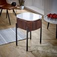 Opal Fluted Bedside Table - 1 Drawer - White Marble Top - Mango Wood