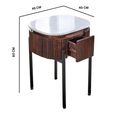 Opal Fluted Bedside Table - 1 Drawer - White Marble Top - Mango Wood