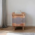 Wilton Bedside Table - 1 Door - Ribbed - Gold Trim - Acacia Wood