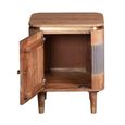 Wilton Bedside Table - 1 Door - Ribbed - Gold Trim - Acacia Wood