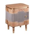 Wilton Bedside Table - 1 Door - Ribbed - Gold Trim - Acacia Wood