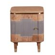 Wilton Bedside Table - 1 Door - Ribbed - Gold Trim - Acacia Wood