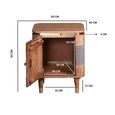 Wilton Bedside Table - 1 Door - Ribbed - Gold Trim - Acacia Wood