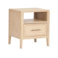 Casera Bedside Cabinet - 1 Drawer - Natural Rattan and American Oak