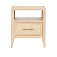 Casera Bedside Cabinet - 1 Drawer - Natural Rattan and American Oak