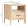 Casera Bedside Cabinet - 1 Drawer - Natural Rattan and American Oak