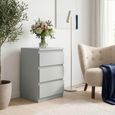 Edmore Bedside Cabinet - 3 Drawer - Light Grey