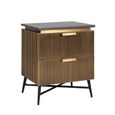 Ironville Brass Ribbed 2 Drawer Bedside Cabinet