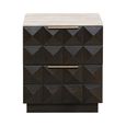 Claremont Dark Wood 2 Drawer Geometric Bedside Cabinet with Travertine Top