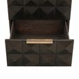 Claremont Dark Wood 2 Drawer Geometric Bedside Cabinet with Travertine Top