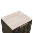 Claremont Dark Wood 2 Drawer Geometric Bedside Cabinet with Travertine Top