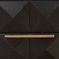 Claremont Dark Wood 2 Drawer Geometric Bedside Cabinet with Travertine Top