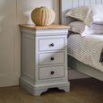 Chantilly Bedside Cabinet - 3 Drawer - Grey Painted - Wood