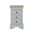 Chantilly Bedside Cabinet - 3 Drawer - Grey Painted - Wood