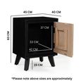 Boho Bedside Table - 1 Door - Geometric Design - Natural and Black - Mango Wood