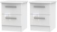 2 X Knightsbridge White 2 Drawer Bedside Cabinet (Pair)