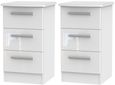 2 X Knightsbridge White 3 Drawer Bedside Cabinet (Pair)