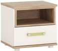 4Kids White and Oak Effect 1 Drawer Bedside Cabinet with Lemon Handle