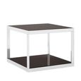 Ackley Bedside Table - Black Glass - Silver Legs