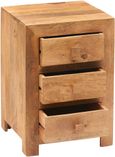 Ajmer Light Mango Wood 3 Drawer Bedside Cabinet