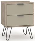 Augusta Bedside Cabinet - 2 Drawer - Driftwood - Hairpin Legs