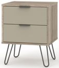 Augusta Bedside Cabinet - 2 Drawer - Driftwood - Hairpin Legs